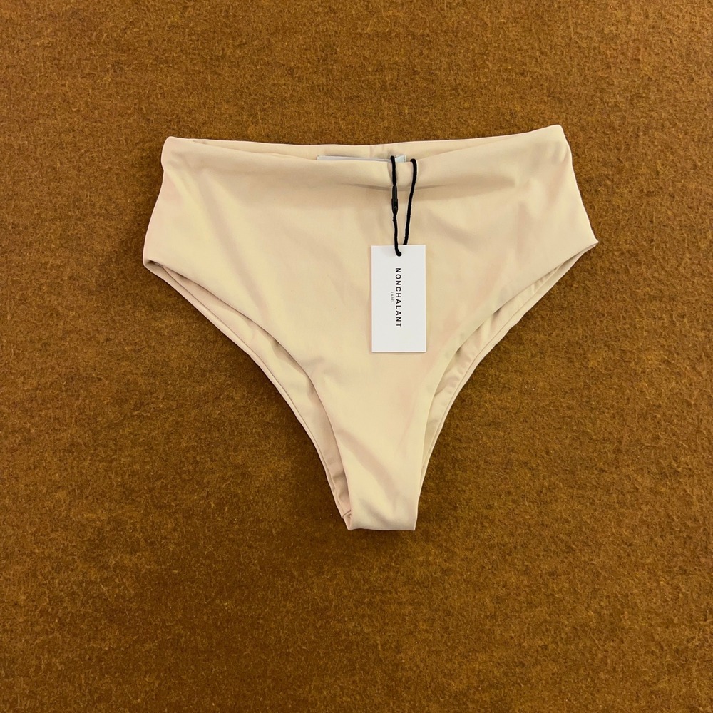 Nonchalant Label Womens XS Beige High Waisted Bikini Bottom NWT